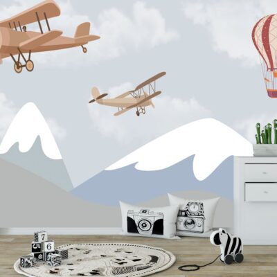 Fototapeta dla dzieci samoloty nad górami DWK241