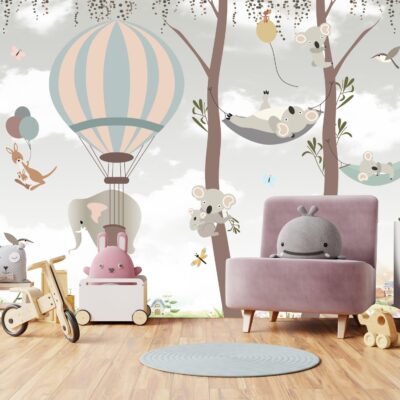 Fototapeta dla dzieci misie koala na hamakach DWK243