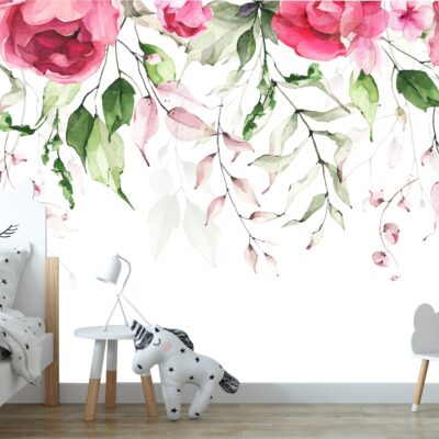 Fototapeta dla dzieci zwisające rośliny i kwiaty róże DWK381