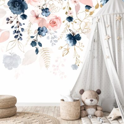 Fototapeta dla dzieci zwisające gałązki i kwiaty róże DWK386