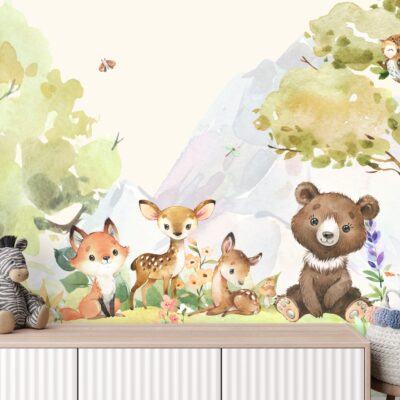 Fototapeta dla dzieci małe zwierzątka na leśnej polanie