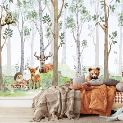 Fototapeta dla dzieci magiczny las pełen zwierzątek leśnych