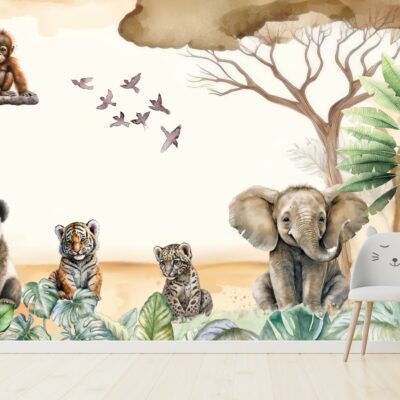 Fototapeta dla dzieci młode zwierzęta Safari M126