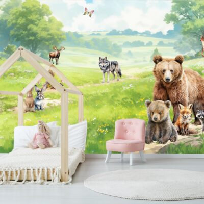 Fototapeta dla dzieci las i małe zwierzęta leśne M135