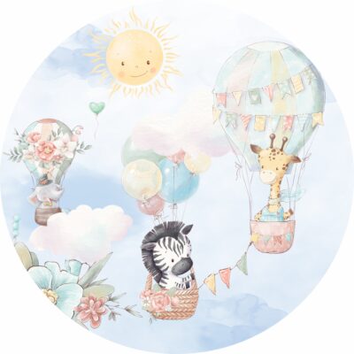 Naklejka tkaninowa dla dzieci żyrafa w balonie MN028