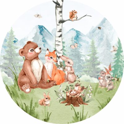 Naklejka tkaninowa dla dzieci leśne spotkanie MN034