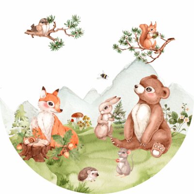 Naklejka tkaninowa dla dzieci leśne zwierzęta MN035