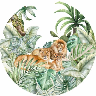Naklejka tkaninowa dla dzieci safari rodzina lwów MN039