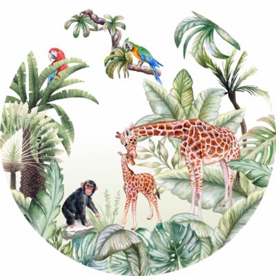 Naklejka tkaninowa dla dzieci safari rodzina żyraf MN040