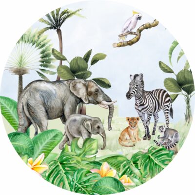 Naklejka tkaninowa dla dzieci zielona dżungla MN042