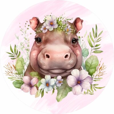 Naklejka tkaninowa dla dzieci pani hipopotam MN043