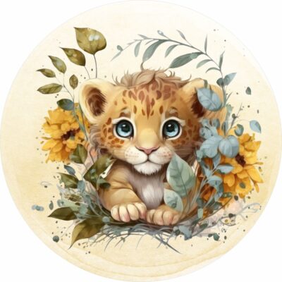 Naklejka tkaninowa dla dzieci mały lew MN044