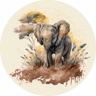 Naklejka tkaninowa dla dzieci Afryka mały słonik MN049