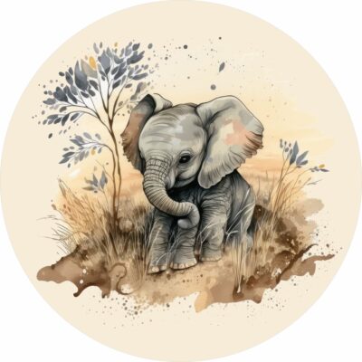 Naklejka tkaninowa dla dzieci Afryka mały słonik MN050