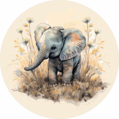 Naklejka tkaninowa dla dzieci Afryka mały słonik MN051