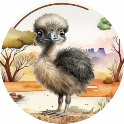 Naklejka tkaninowa dla dzieci Safari mały struś MN055