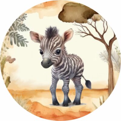 Naklejka tkaninowa dla dzieci Safari mała zebra MN056