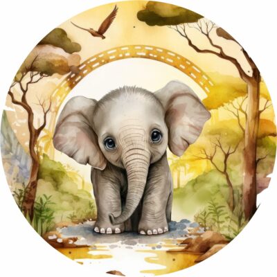 Naklejka tkaninowa dla dzieci Safari mały słonik MN057