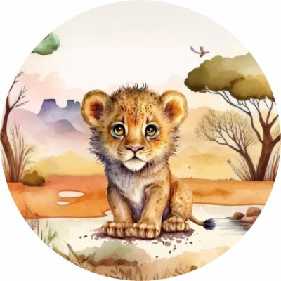 Naklejka tkaninowa dla dzieci Safari mały lew MN059