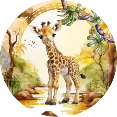 Naklejka tkaninowa dla dzieci Safari mała żyrafa MN060