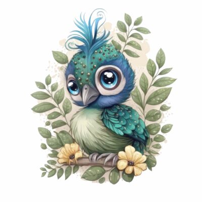 Naklejka tkaninowa dla dzieci Safari mały ptaszek MN061