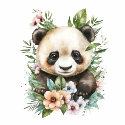 Naklejka tkaninowa dla dzieci Safari mała panda MN063