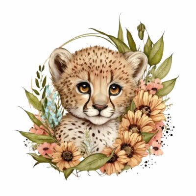 Naklejka tkaninowa dla dzieci Safari mały gepard MN064