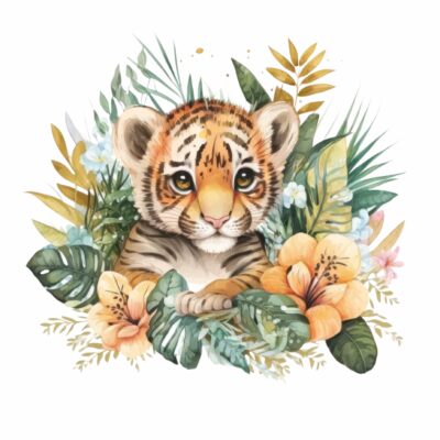 Naklejka tkaninowa dla dzieci Safari mały tygrys MN066