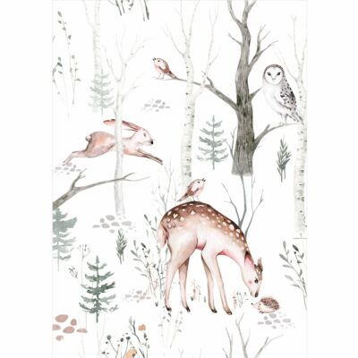 Plakat dla dzieci las, sarna, zając, sowa, jeż PS009