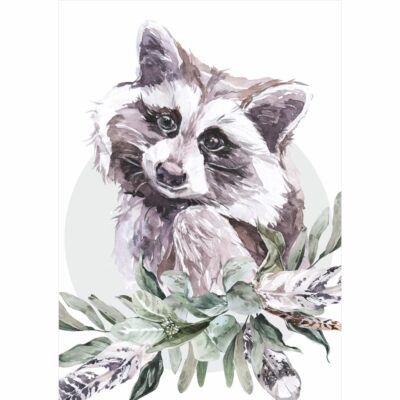 Plakat dla dzieci szop, liście, pióra PS018