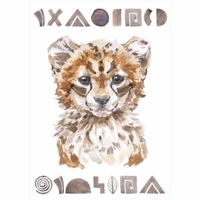 Plakat dla dzieci gepard, znaki, safari PS020