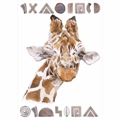 Plakat dla dzieci żyrafa, znaki, safari PS024