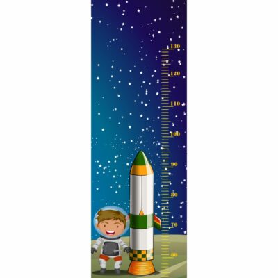 Naklejka miarka wzrostu kosmos, rakieta, astronauta MW3