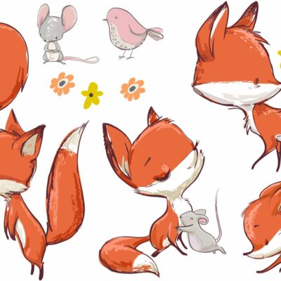 Naklejki dla dzieci zestaw liski, gąski, kaczuszki i myszka Z9