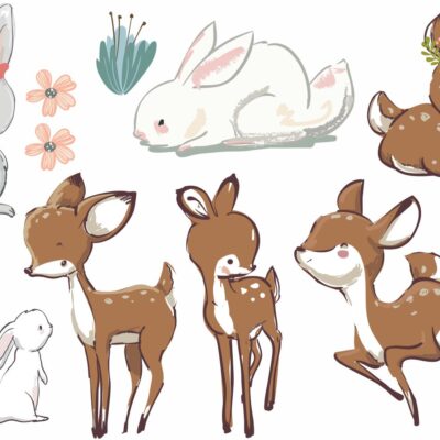 Naklejki dla dzieci zestaw sarenki zajączki, i ptaszki Z8