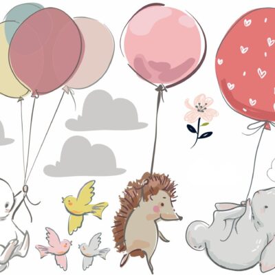 Naklejki dla dzieci zestaw zwierzątka z balonami Z11