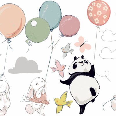 Naklejki dla dzieci zestaw zwierzątka z balonami Z12