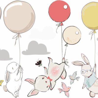 Naklejki dla dzieci zestaw zajączki z balonami Z13