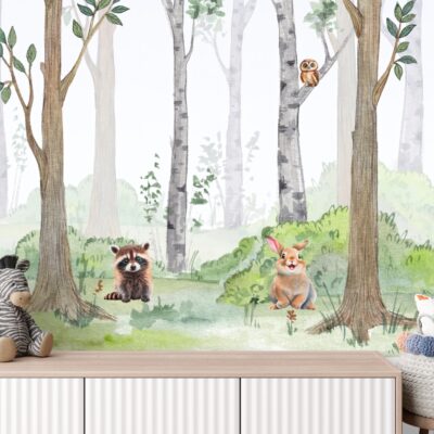 Fototapeta las drzewa słodkie uśmiechnięte małe zwierzęta