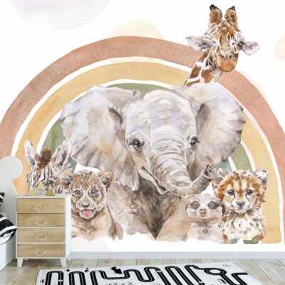 Fototapeta safari sawanna dżungla słonik żyrafa zebra M118