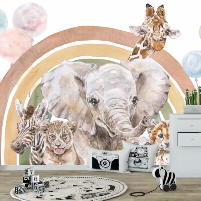 Fototapeta safari sawanna dżungla słonik żyrafa zebra M118