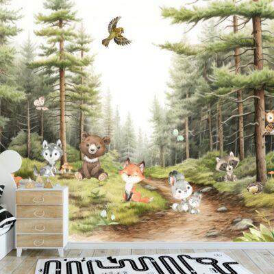 Fototapeta dla dzieci małe zwierzęta w gęstym lesie M197