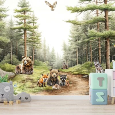 Fototapeta dla dzieci magiczny las i jego mieszkańcy M198