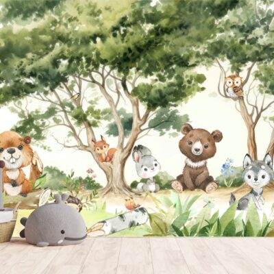 Fototapeta Leśni przyjaciele odpoczywają między drzewami