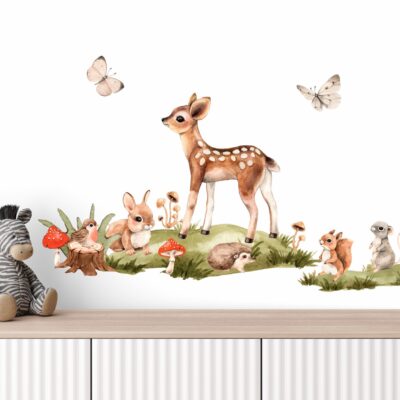 Naklejki na ścianę zwierzęta leśne sarenka zając myszka