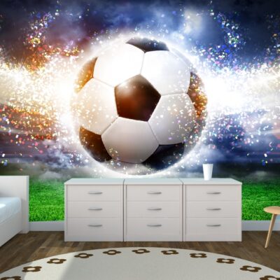 Fototapeta dla dzieci piłka nożna na tle stadionu z błyskami 1104s