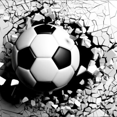 Fototapeta piłka nożna pokruszona betonowa ściana 3212