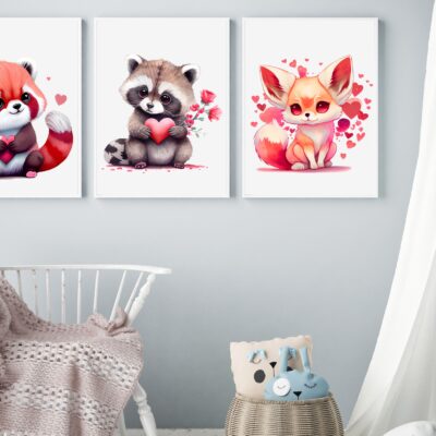 Zestaw 3 plakatów dla dzieci urocze zwierzątka MP135
