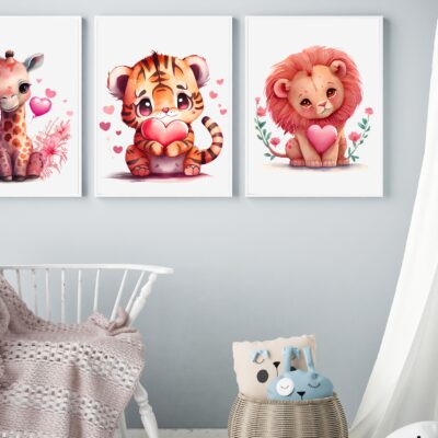 Zestaw 3 plakatów dla dzieci urocze zwierzątka MP136