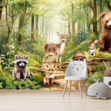 tapeta dla dzieci leśne zwierzęta.